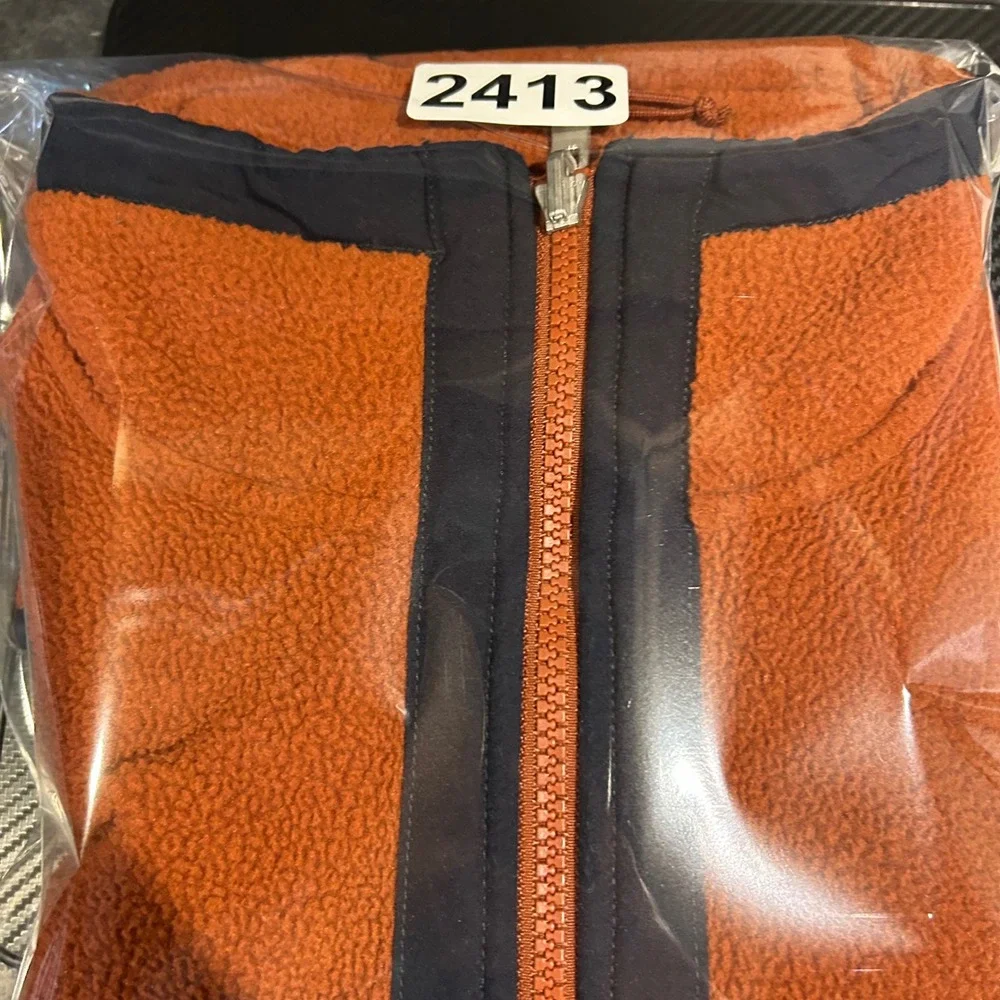 North Face Campshire Fleece Vest Mens Small Orange Sherpa Full Zip Gorpcore‎